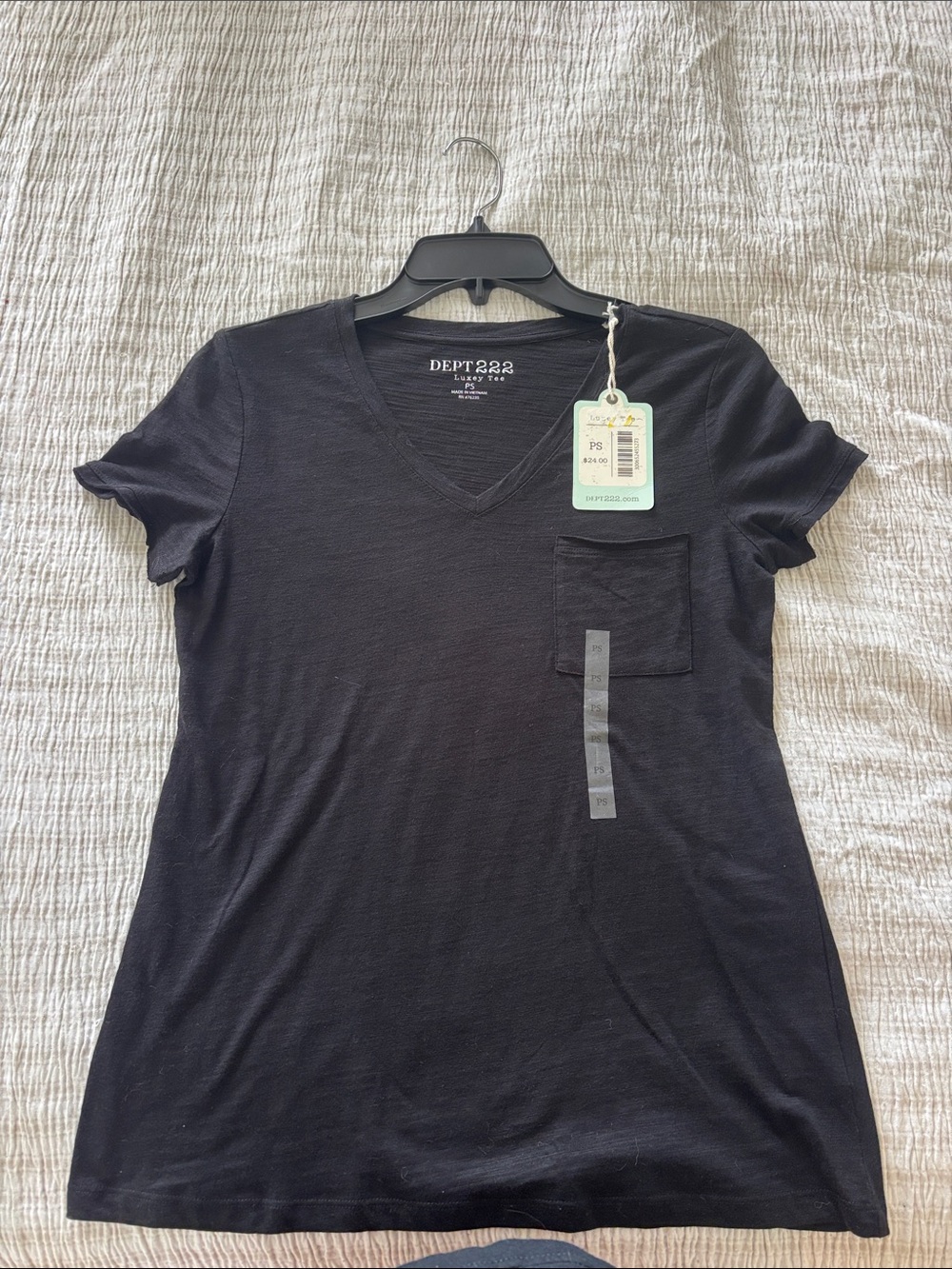 Dept.222 Women's Black V-Neck Pocket Tee